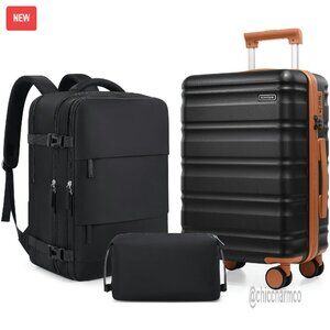 20 Inch Hard Shell Carry On Luggage Set with Spinner Wheels & TSA Lock